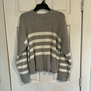Pinque Grey and white striped sweater semi cropped size large